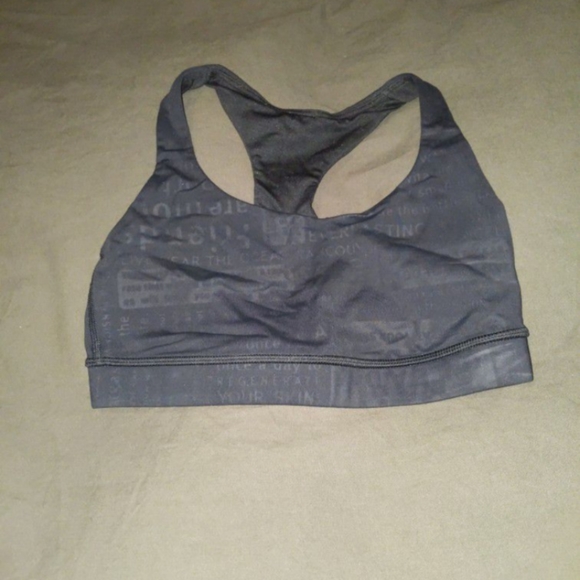 Lululemon Sports Bra Sz 4 Black Manifesto Embossed - Picture 2 of 5